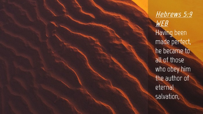Picture 04 - Hebrews 5:9 WEB Desktop Wallpaper - Having been made perfect, he became to all of - Desktop Bible Verse Wallpaper