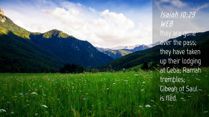 Picture 04 - Isaiah 10:29 WEB Desktop Wallpaper - they are gone over the pass; they have taken up - Desktop Bible Verse Wallpaper