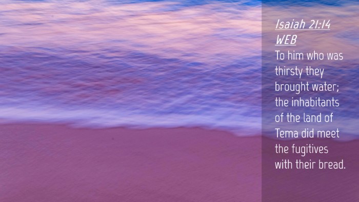Picture 04 - Isaiah 21:14 WEB Desktop Wallpaper - To him who was thirsty they brought water; the - Desktop Bible Verse Wallpaper