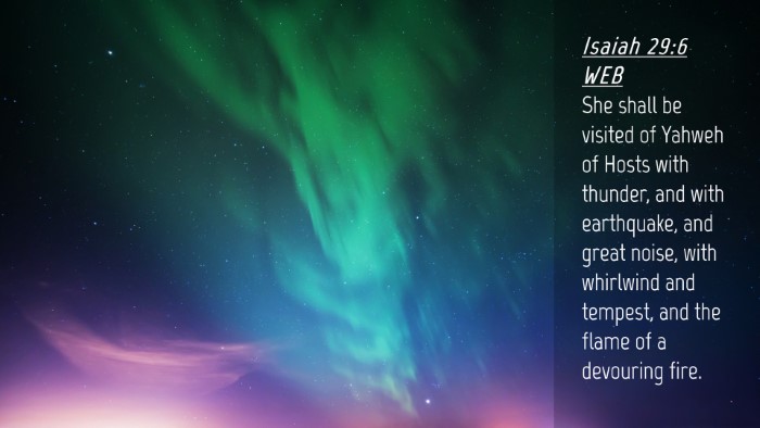 Picture 04 - Isaiah 29:6 WEB Desktop Wallpaper - She shall be visited of Yahweh of Hosts with - Desktop Bible Verse Wallpaper