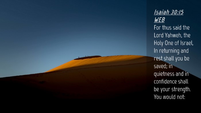 Picture 04 - Isaiah 30:15 WEB Desktop Wallpaper - For thus said the Lord Yahweh, the Holy One of - Desktop Bible Verse Wallpaper