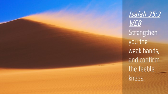 Picture 04 - Isaiah 35:3 WEB Desktop Wallpaper - Strengthen you the weak hands, and confirm the - Desktop Bible Verse Wallpaper