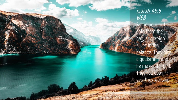 Picture 04 - Isaiah 46:6 WEB Desktop Wallpaper - Some pour out gold from the bag, and weigh silver - Desktop Bible Verse Wallpaper