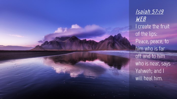 Picture 04 - Isaiah 57:19 WEB Desktop Wallpaper - I create the fruit of the lips: Peace, peace, to - Desktop Bible Verse Wallpaper