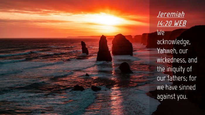 Picture 04 - Jeremiah 14:20 WEB Desktop Wallpaper - We acknowledge, Yahweh, our wickedness, and the - Desktop Bible Verse Wallpaper