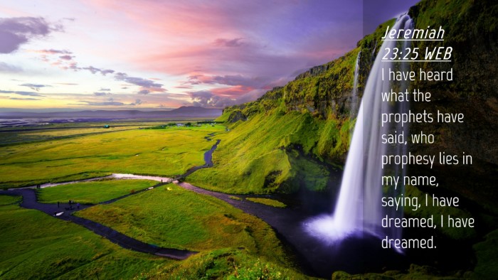 Picture 04 - Jeremiah 23:25 WEB Desktop Wallpaper - I have heard what the prophets have said, who - Desktop Bible Verse Wallpaper