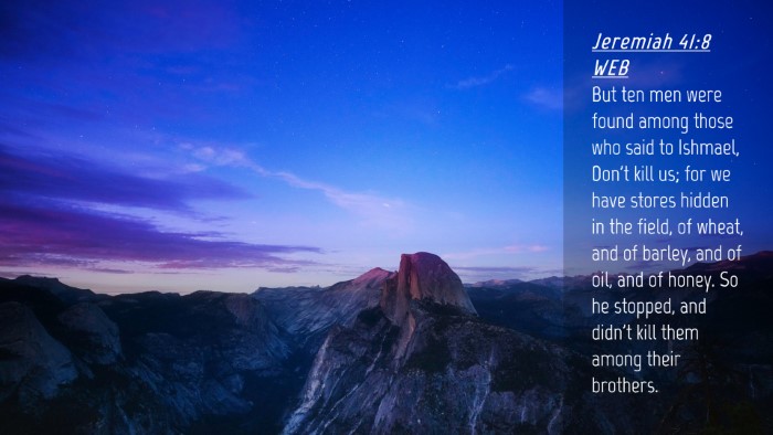 Picture 04 - Jeremiah 41:8 WEB Desktop Wallpaper - But ten men were found among those who said to - Desktop Bible Verse Wallpaper