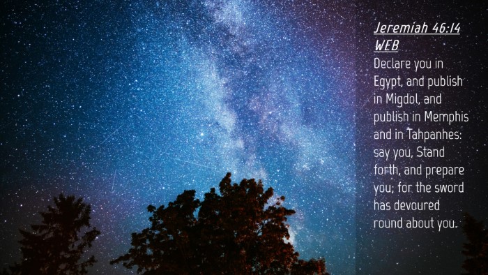 Picture 04 - Jeremiah 46:14 WEB Desktop Wallpaper - Declare you in Egypt, and publish in Migdol, and - Desktop Bible Verse Wallpaper