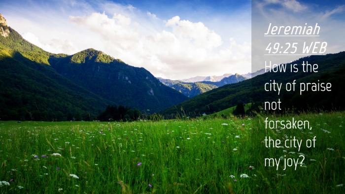 Picture 04 - Jeremiah 49:25 WEB Desktop Wallpaper - How is the city of praise not forsaken, the city - Desktop Bible Verse Wallpaper