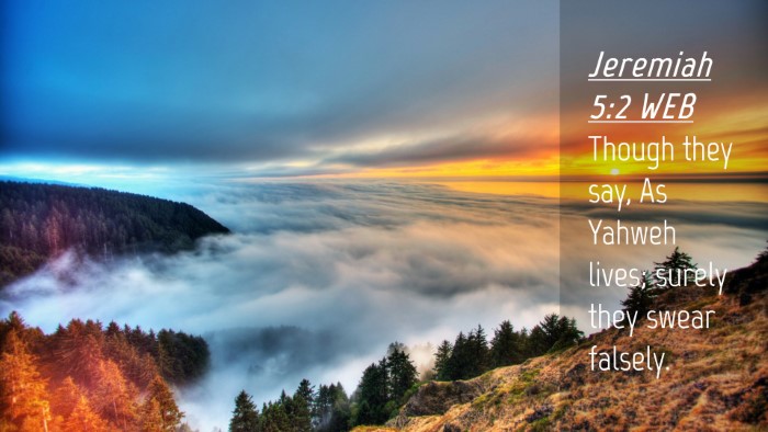 Picture 04 - Jeremiah 5:2 WEB Desktop Wallpaper - Though they say, As Yahweh lives; surely they - Desktop Bible Verse Wallpaper