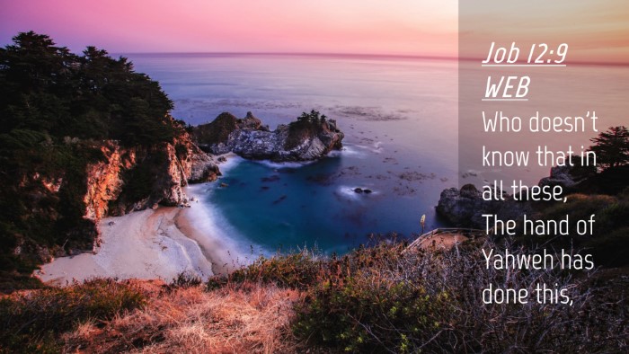 Picture 04 - Job 12:9 WEB Desktop Wallpaper - Who doesn't know that in all these, The hand of - Desktop Bible Verse Wallpaper