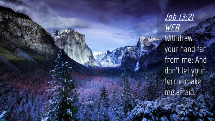 Picture 04 - Job 13:21 WEB Desktop Wallpaper - Withdraw your hand far from me; And don't let - Desktop Bible Verse Wallpaper