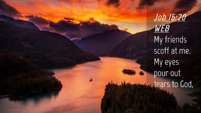 Picture 04 - Job 16:20 WEB Desktop Wallpaper - My friends scoff at me. My eyes pour out tears to - Desktop Bible Verse Wallpaper