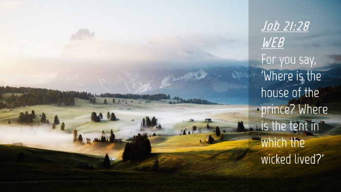 Picture 04 - Job 21:28 WEB Desktop Wallpaper - For you say, 'Where is the house of the prince? - Desktop Bible Verse Wallpaper