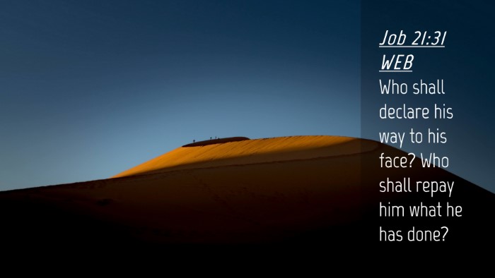 Picture 04 - Job 21:31 WEB Desktop Wallpaper - Who shall declare his way to his face? Who shall - Desktop Bible Verse Wallpaper