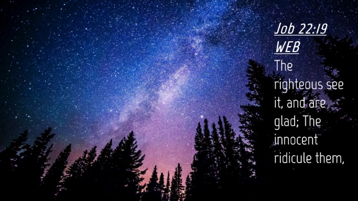 Picture 04 - Job 22:19 WEB Desktop Wallpaper - The righteous see it, and are glad; The innocent - Desktop Bible Verse Wallpaper
