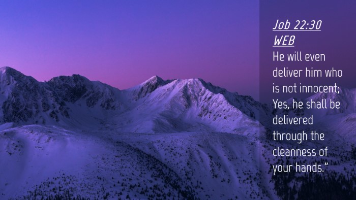 Picture 04 - Job 22:30 WEB Desktop Wallpaper - He will even deliver him who is not innocent; - Desktop Bible Verse Wallpaper