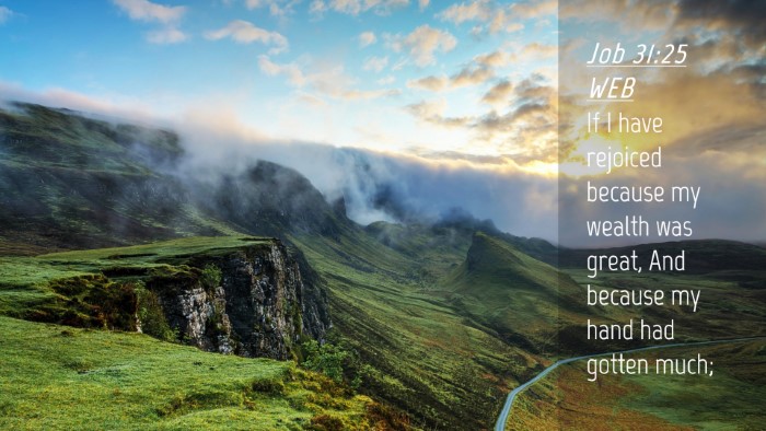 Picture 04 - Job 31:25 WEB Desktop Wallpaper - If I have rejoiced because my wealth was great, - Desktop Bible Verse Wallpaper