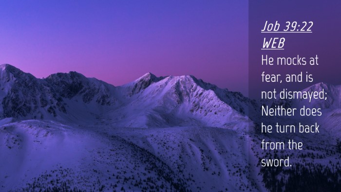 Picture 04 - Job 39:22 WEB Desktop Wallpaper - He mocks at fear, and is not dismayed; Neither - Desktop Bible Verse Wallpaper