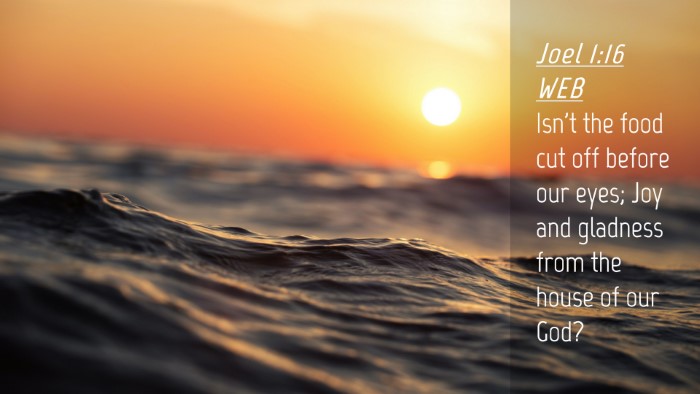 Picture 04 - Joel 1:16 WEB Desktop Wallpaper - Isn't the food cut off before our eyes; Joy and - Desktop Bible Verse Wallpaper