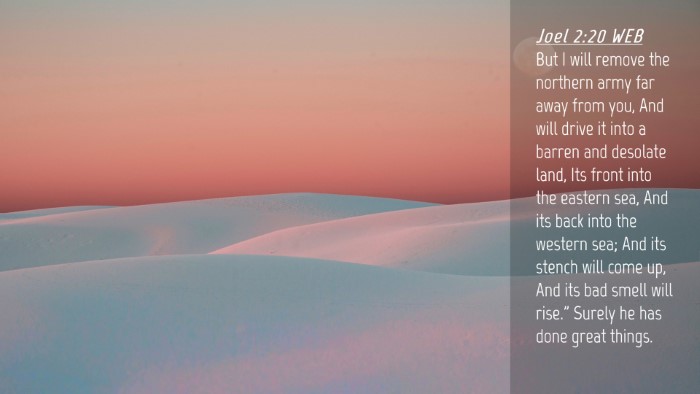 Picture 04 - Joel 2:20 WEB Desktop Wallpaper - But I will remove the northern army far away from - Desktop Bible Verse Wallpaper