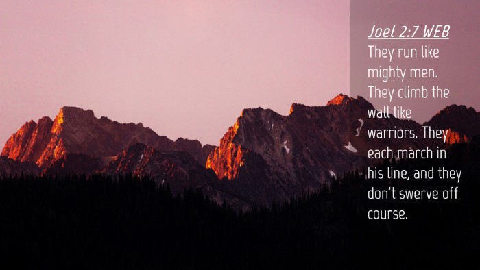 Picture 04 - Joel 2:7 WEB Desktop Wallpaper - They run like mighty men. They climb the wall - Desktop Bible Verse Wallpaper