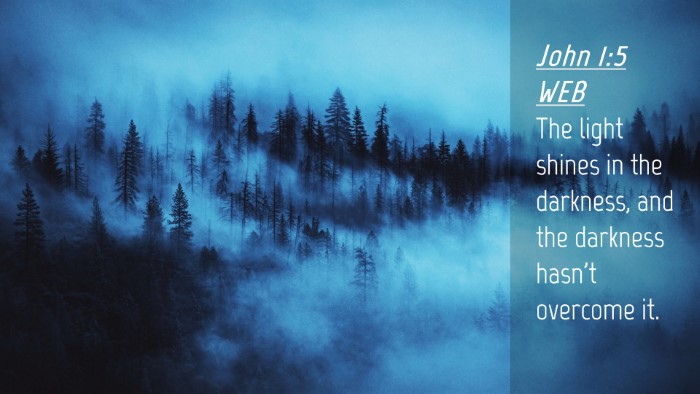 Picture 04 - John 1:5 WEB Desktop Wallpaper - The light shines in the darkness, and the - Desktop Bible Verse Wallpaper