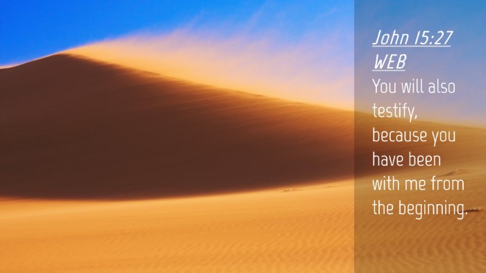 Picture 04 - John 15:27 WEB Desktop Wallpaper - You will also testify, because you have been with - Desktop Bible Verse Wallpaper