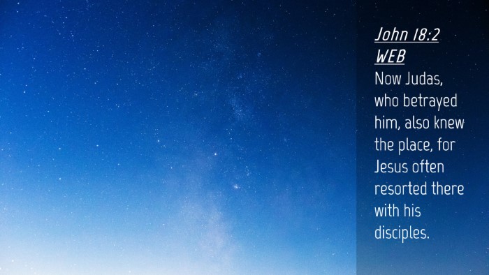 Picture 04 - John 18:2 WEB Desktop Wallpaper - Now Judas, who betrayed him, also knew the place, - Desktop Bible Verse Wallpaper