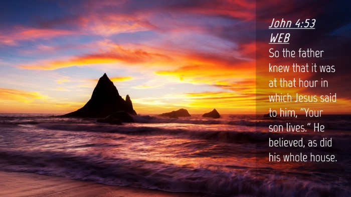 Picture 04 - John 4:53 WEB Desktop Wallpaper - So the father knew that it was at that hour in - Desktop Bible Verse Wallpaper