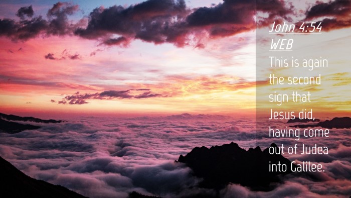Picture 04 - John 4:54 WEB Desktop Wallpaper - This is again the second sign that Jesus did, - Desktop Bible Verse Wallpaper