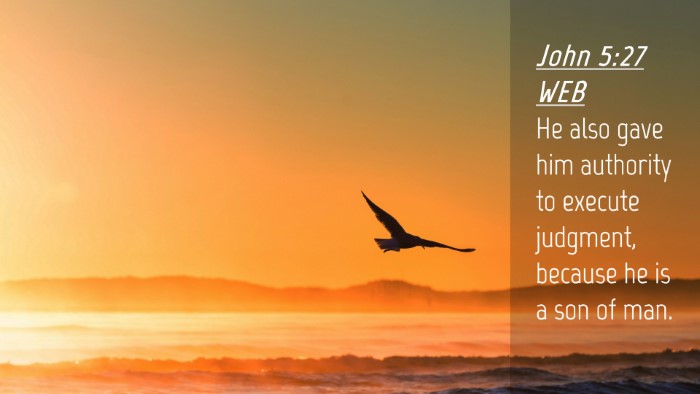 Picture 04 - John 5:27 WEB Desktop Wallpaper - He also gave him authority to execute judgment, - Desktop Bible Verse Wallpaper