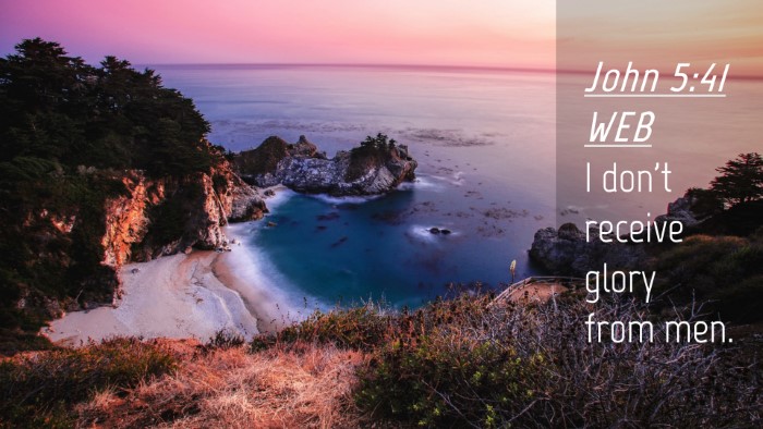Picture 04 - John 5:41 WEB Desktop Wallpaper - I don't receive glory from - Desktop Bible Verse Wallpaper