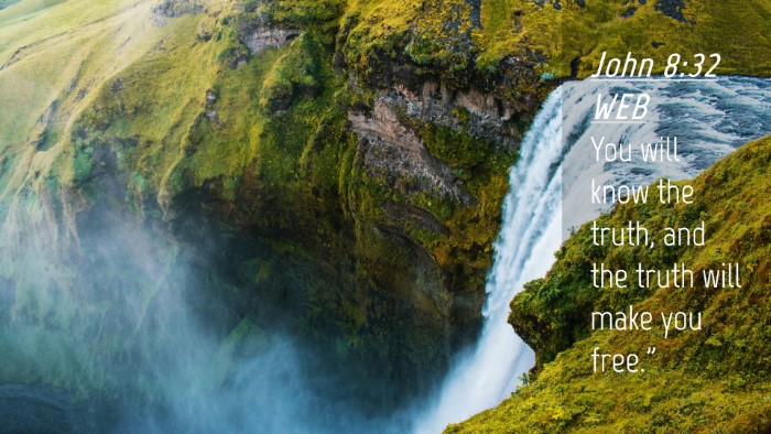Picture 04 - John 8:32 WEB Desktop Wallpaper - You will know the truth, and the truth will make - Desktop Bible Verse Wallpaper