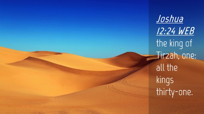 Picture 04 - Joshua 12:24 WEB Desktop Wallpaper - the king of Tirzah, one: all the kings - Desktop Bible Verse Wallpaper