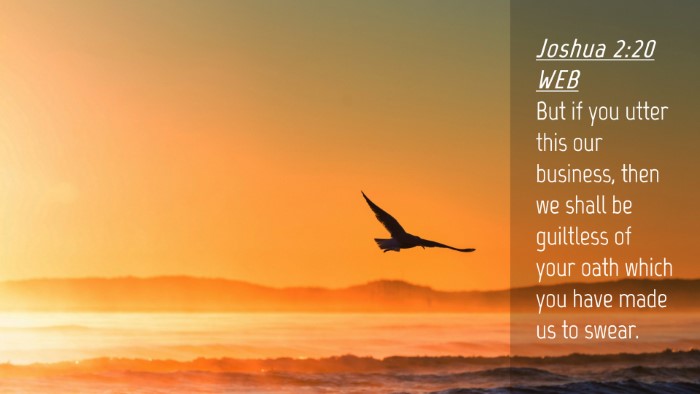Picture 04 - Joshua 2:20 WEB Desktop Wallpaper - But if you utter this our business, then we shall - Desktop Bible Verse Wallpaper
