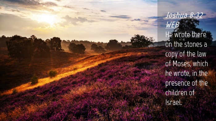 Picture 04 - Joshua 8:32 WEB Desktop Wallpaper - He wrote there on the stones a copy of the law of - Desktop Bible Verse Wallpaper