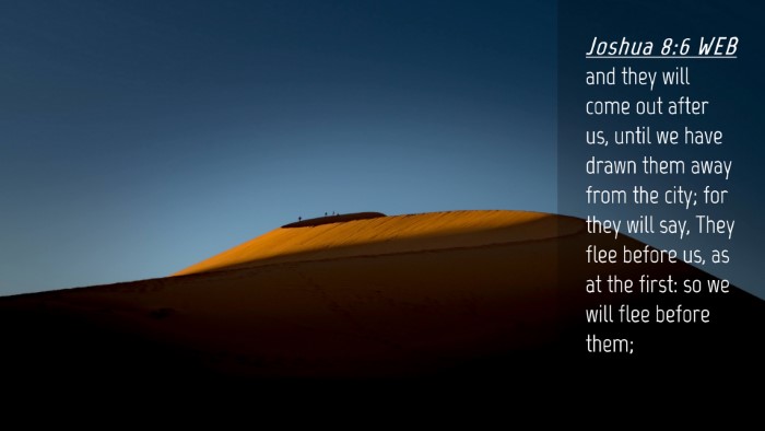 Picture 04 - Joshua 8:6 WEB Desktop Wallpaper - and they will come out after us, until we have - Desktop Bible Verse Wallpaper