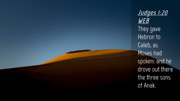 Picture 04 - Judges 1:20 WEB Desktop Wallpaper - They gave Hebron to Caleb, as Moses had spoken: - Desktop Bible Verse Wallpaper