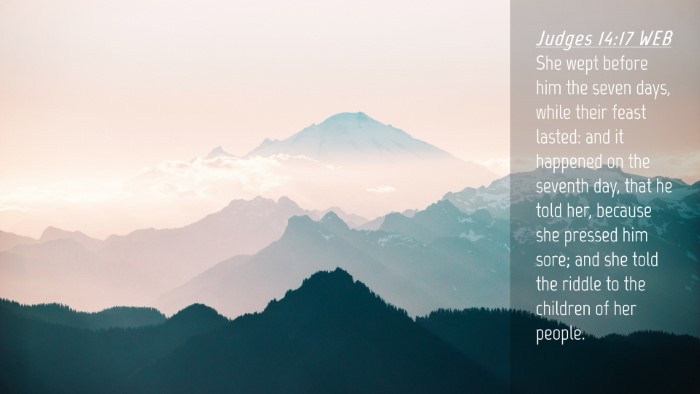 Picture 04 - Judges 14:17 WEB Desktop Wallpaper - She wept before him the seven days, while their - Desktop Bible Verse Wallpaper