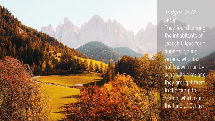 Picture 04 - Judges 21:12 WEB Desktop Wallpaper - They found among the inhabitants of Jabesh Gilead - Desktop Bible Verse Wallpaper