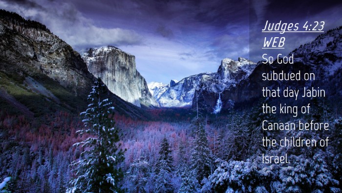 Picture 04 - Judges 4:23 WEB Desktop Wallpaper - So God subdued on that day Jabin the king of - Desktop Bible Verse Wallpaper