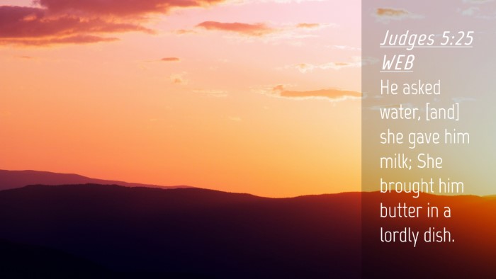 Picture 04 - Judges 5:25 WEB Desktop Wallpaper - He asked water, [and] she gave him milk; She - Desktop Bible Verse Wallpaper