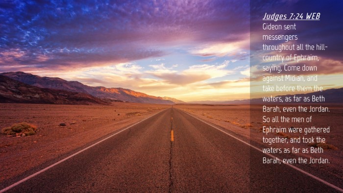 Picture 04 - Judges 7:24 WEB Desktop Wallpaper - Gideon sent messengers throughout all the - Desktop Bible Verse Wallpaper