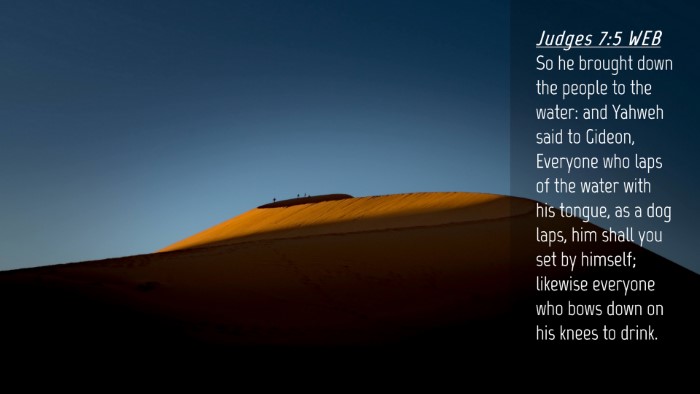 Picture 04 - Judges 7:5 WEB Desktop Wallpaper - So he brought down the people to the water: and - Desktop Bible Verse Wallpaper