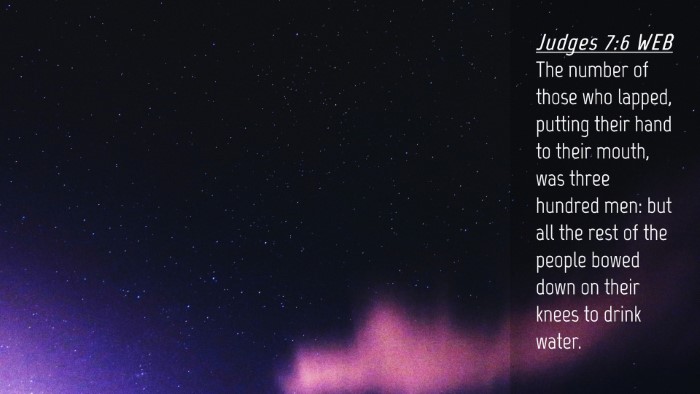 Picture 04 - Judges 7:6 WEB Desktop Wallpaper - The number of those who lapped, putting their - Desktop Bible Verse Wallpaper