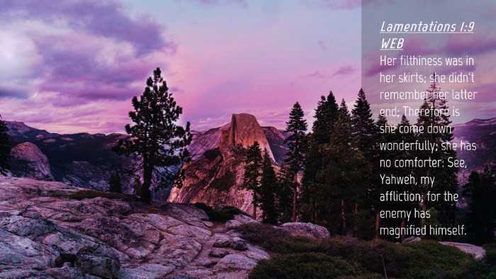 Picture 04 - Lamentations 1:9 WEB Desktop Wallpaper - Her filthiness was in her skirts; she didn't - Desktop Bible Verse Wallpaper