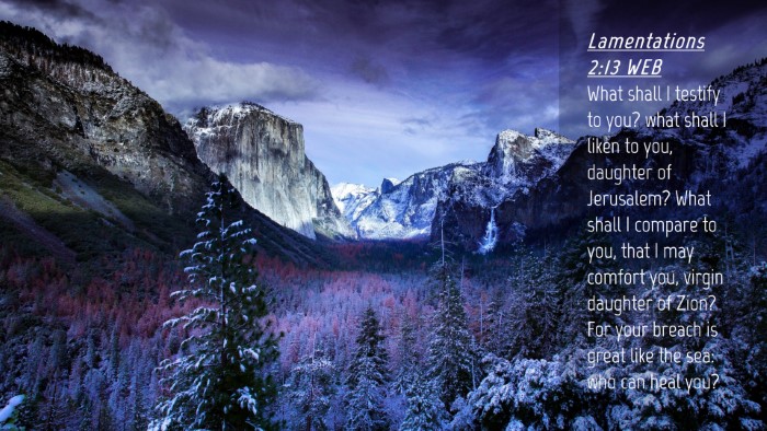 Picture 04 - Lamentations 2:13 WEB Desktop Wallpaper - What shall I testify to you? what shall I liken - Desktop Bible Verse Wallpaper