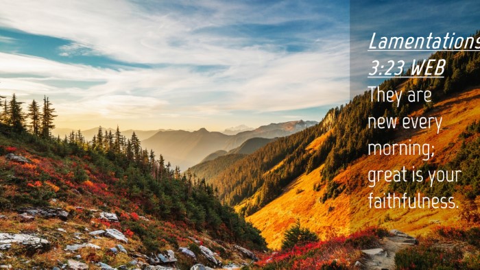Picture 04 - Lamentations 3:23 WEB Desktop Wallpaper - They are new every morning; great is your - Desktop Bible Verse Wallpaper