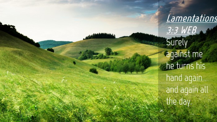 Picture 04 - Lamentations 3:3 WEB Desktop Wallpaper - Surely against me he turns his hand again and - Desktop Bible Verse Wallpaper